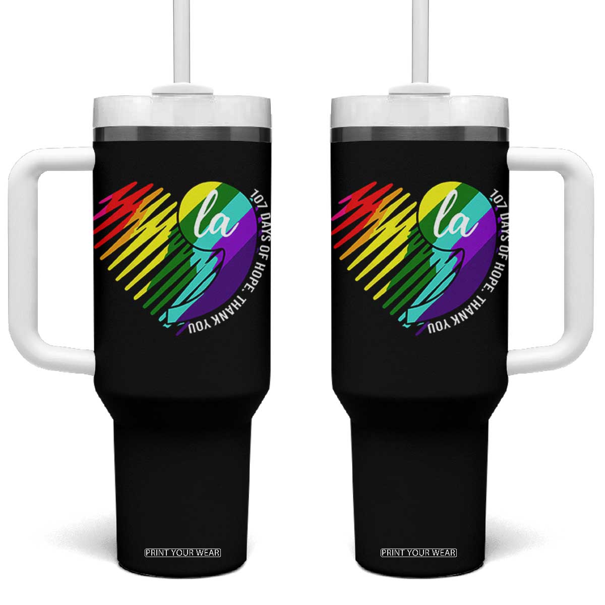 107 Days of Hope Thank You Kamala Tumbler With Handle Comma La TS10 One Size: 40 oz Black Print Your Wear