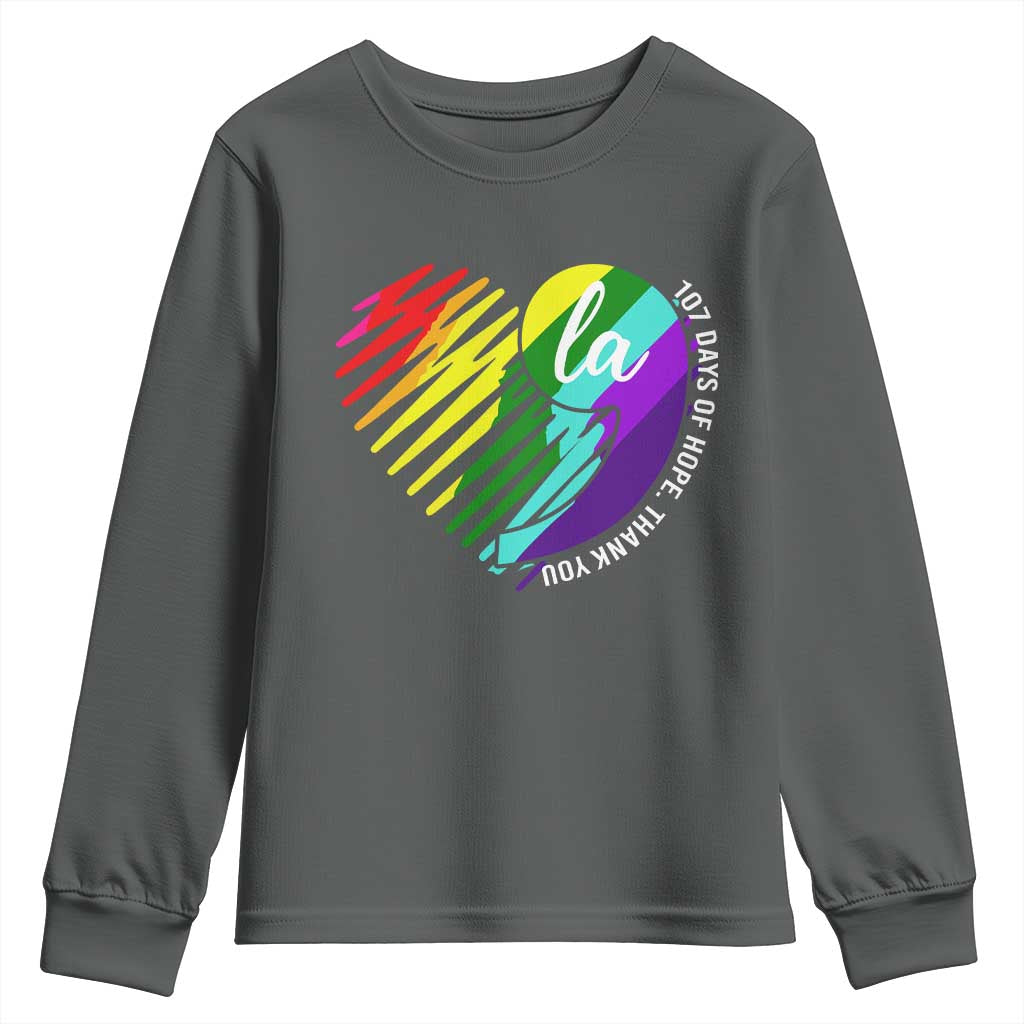 107 Days of Hope Thank You Kamala Youth Sweatshirt Comma La TS10 Dark Heather Print Your Wear