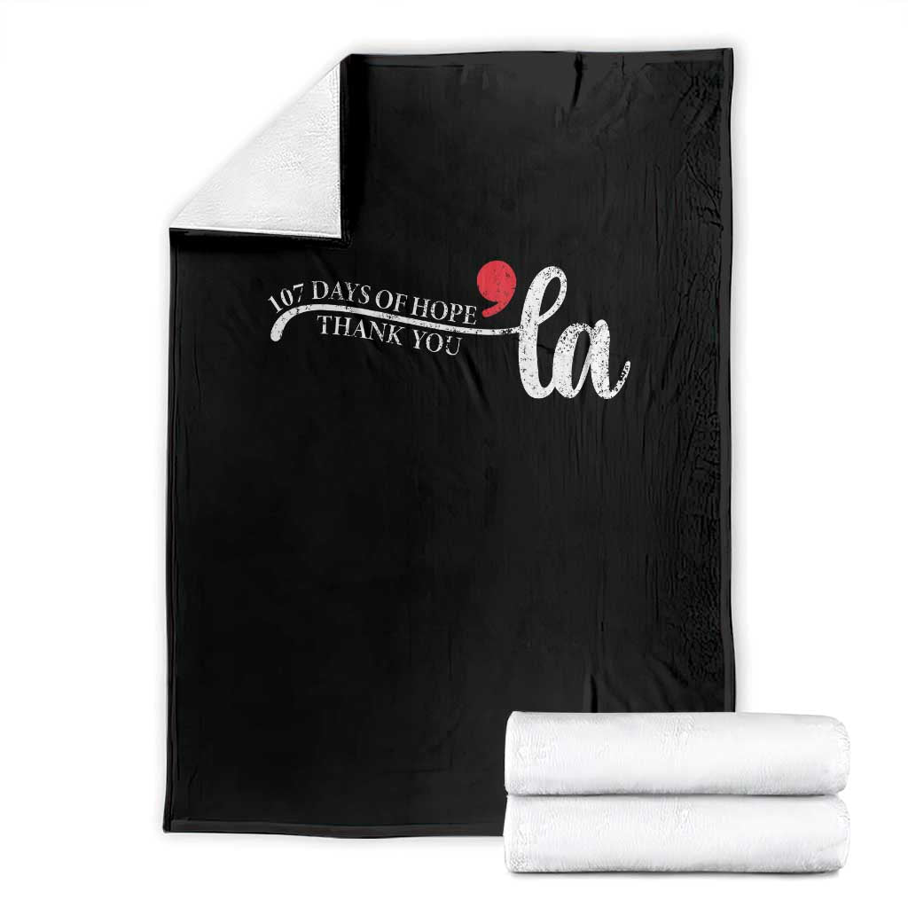 107 Days of Hope Thank You Kamala Throw Blanket Retro Comma La Kamala Harris 2025 TS10 Black Print Your Wear