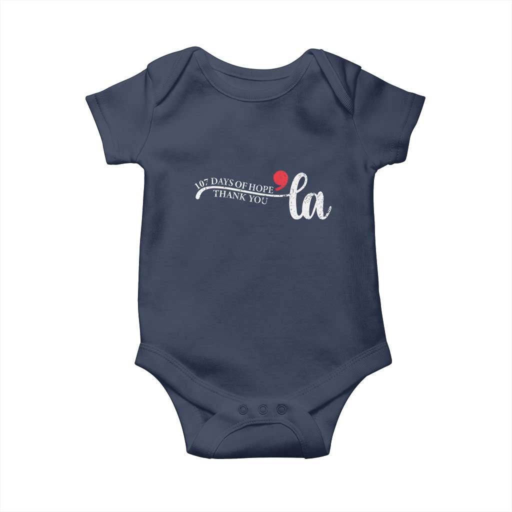 107 Days of Hope Thank You Kamala Baby Onesie Retro Comma La Kamala Harris 2025 TS10 Navy Print Your Wear