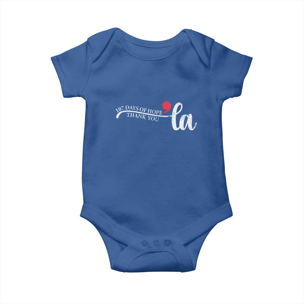 107 Days of Hope Thank You Kamala Baby Onesie Retro Comma La Kamala Harris 2025 TS10 Royal Blue Print Your Wear