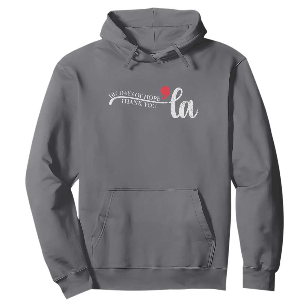 107 Days of Hope Thank You Kamala Hoodie Retro Comma La Kamala Harris 2025 TS10 Charcoal Print Your Wear