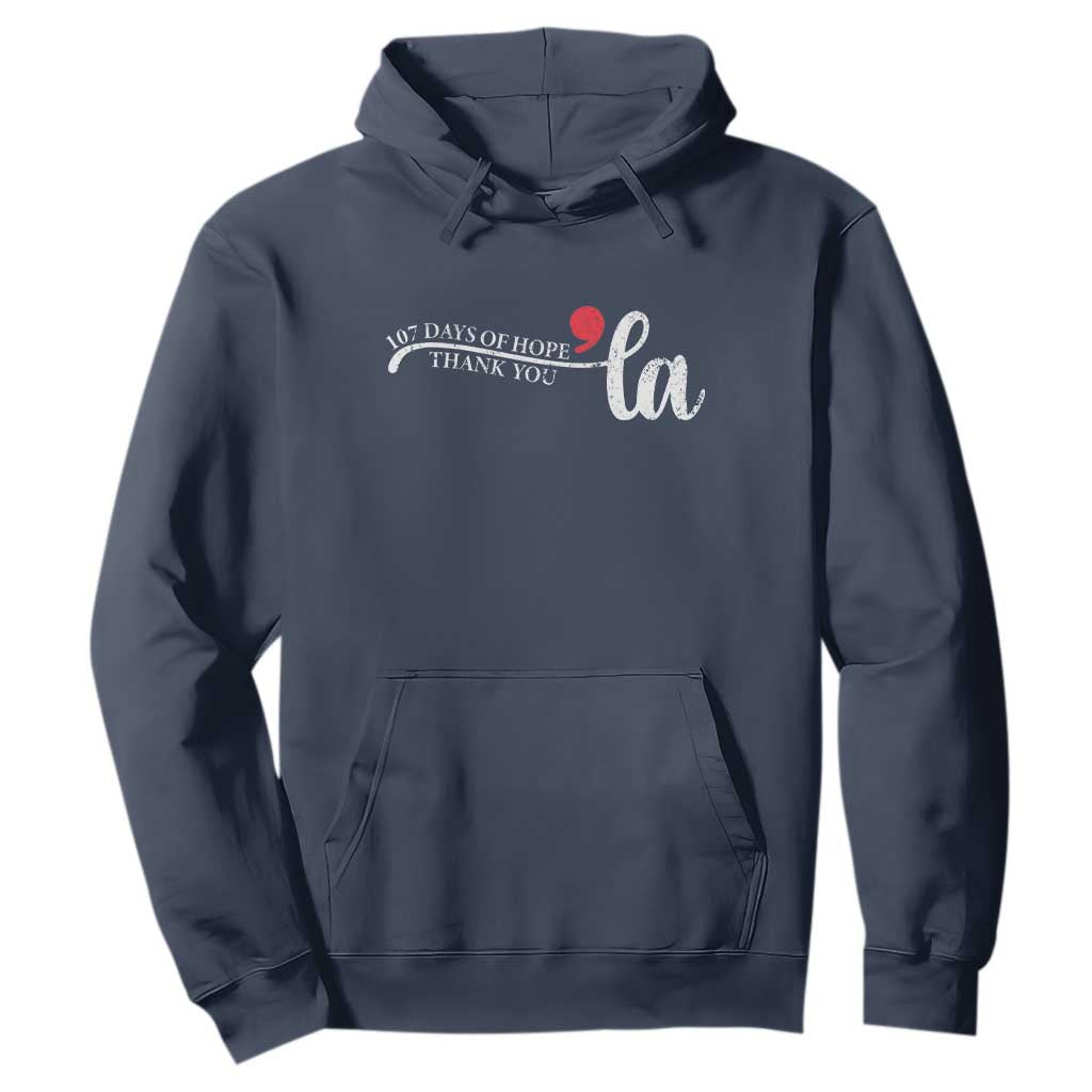 107 Days of Hope Thank You Kamala Hoodie Retro Comma La Kamala Harris 2025 TS10 Navy Print Your Wear