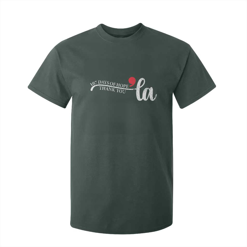 107 Days of Hope Thank You Kamala T Shirt For Kid Retro Comma La Kamala Harris 2025 TS10 Dark Forest Green Print Your Wear