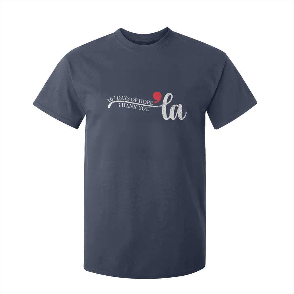 107 Days of Hope Thank You Kamala T Shirt For Kid Retro Comma La Kamala Harris 2025 TS10 Navy Print Your Wear