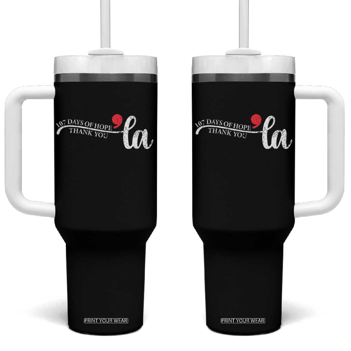 107 Days of Hope Thank You Kamala Tumbler With Handle Retro Comma La Kamala Harris 2025 TS10 One Size: 40 oz Black Print Your Wear