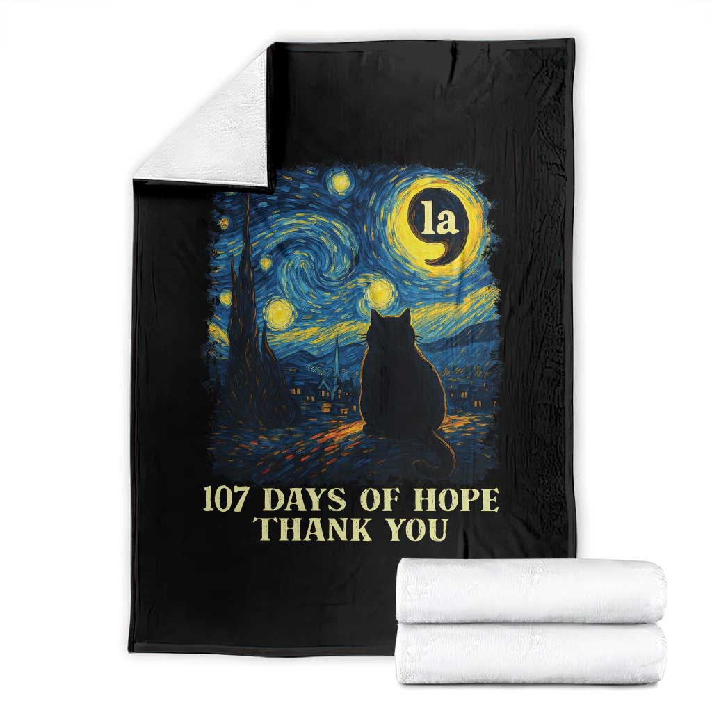 107 Days of Hope Thank You Kamala Throw Blanket Cat Starry Night Van Gogh Comma La Harris TS10 Black Print Your Wear