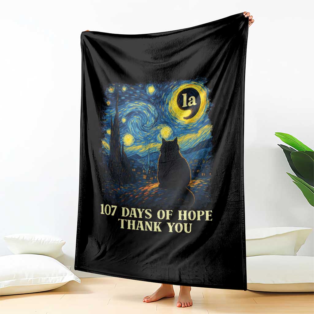 107 Days of Hope Thank You Kamala Throw Blanket Cat Starry Night Van Gogh Comma La Harris TS10 Print Your Wear