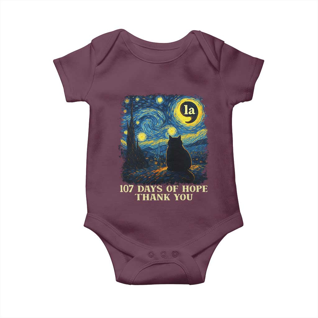 107 Days of Hope Thank You Kamala Baby Onesie Cat Starry Night Van Gogh Comma La Harris TS10 Maroon Print Your Wear