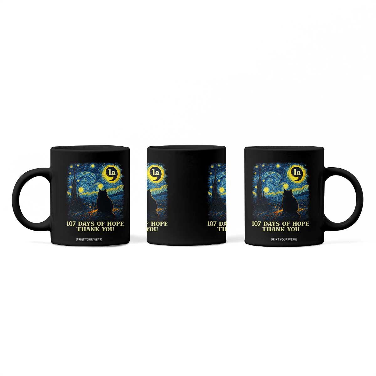 107 Days of Hope Thank You Kamala Coffee Mug Cat Starry Night Van Gogh Comma La Harris TS10 Print Your Wear