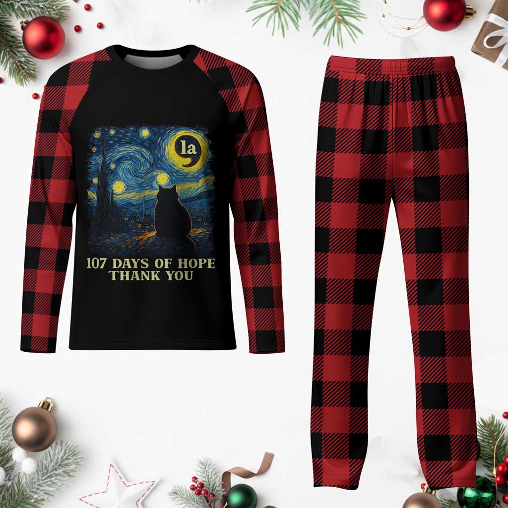 107 Days of Hope Thank You Kamala Plaid Pajama Set Cat Starry Night Van Gogh Comma La Harris TS10 Buffalo Plaid Print Your Wear