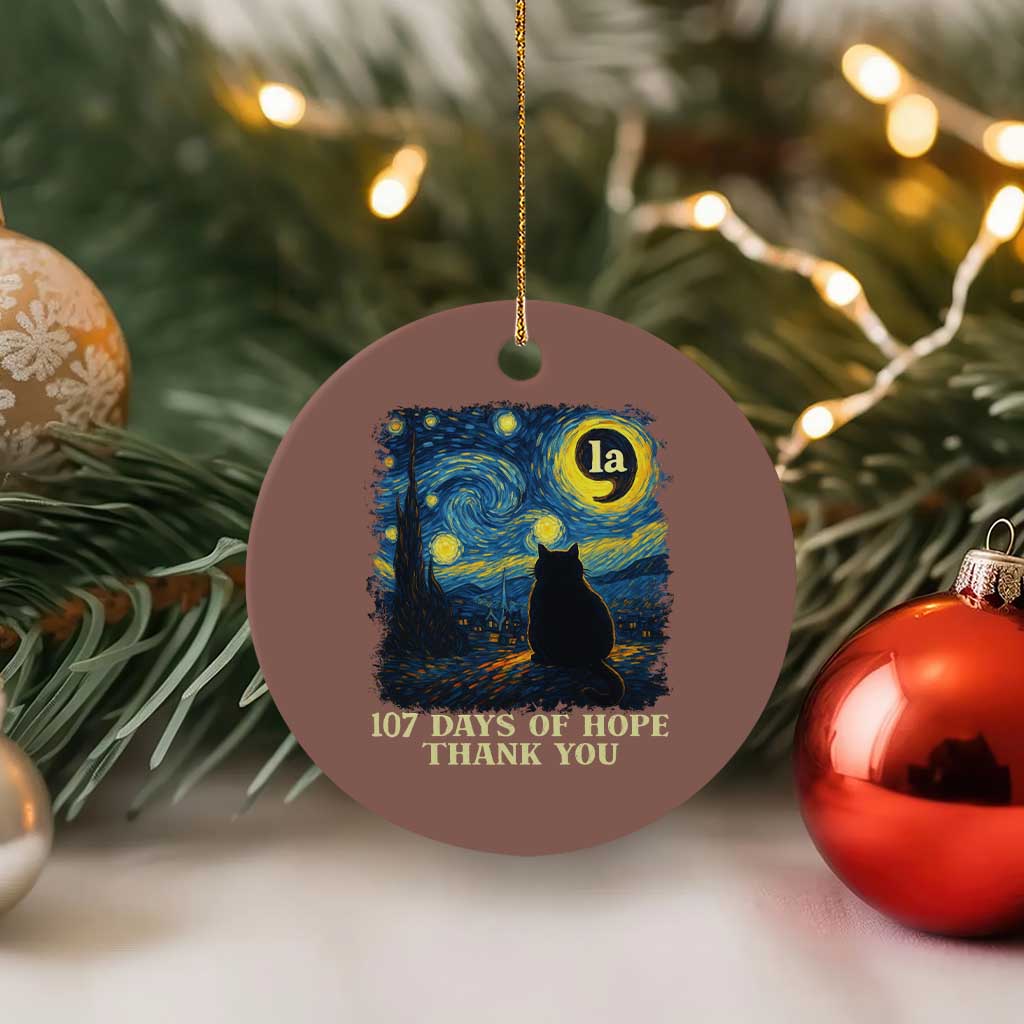 107 Days of Hope Thank You Kamala Ceramic Ornament Cat Starry Night Van Gogh Comma La Harris TS10 1pc Mocha Print Your Wear