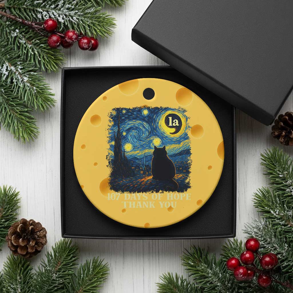 107 Days of Hope Thank You Kamala Ceramic Ornament Cat Starry Night Van Gogh Comma La Harris TS10 1pc Yellow Cheese Print Your Wear