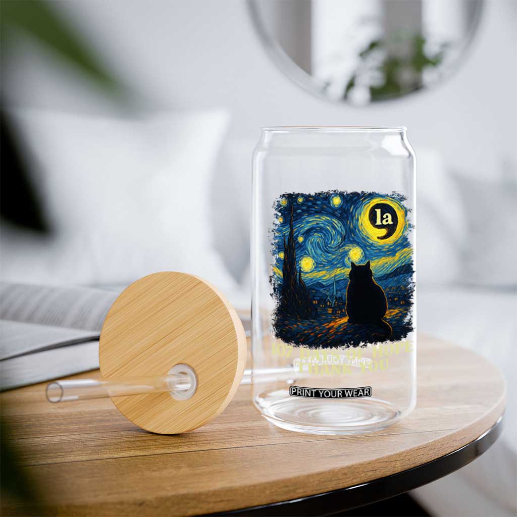 107 Days of Hope Thank You Kamala Glass Can Cat Starry Night Van Gogh Comma La Harris TS10 Print Your Wear