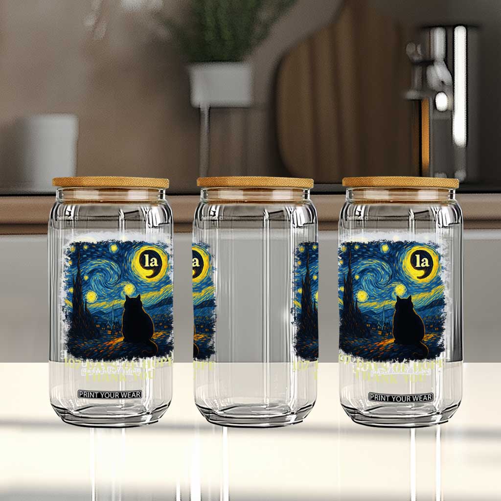 107 Days of Hope Thank You Kamala Glass Can Cat Starry Night Van Gogh Comma La Harris TS10 Print Your Wear
