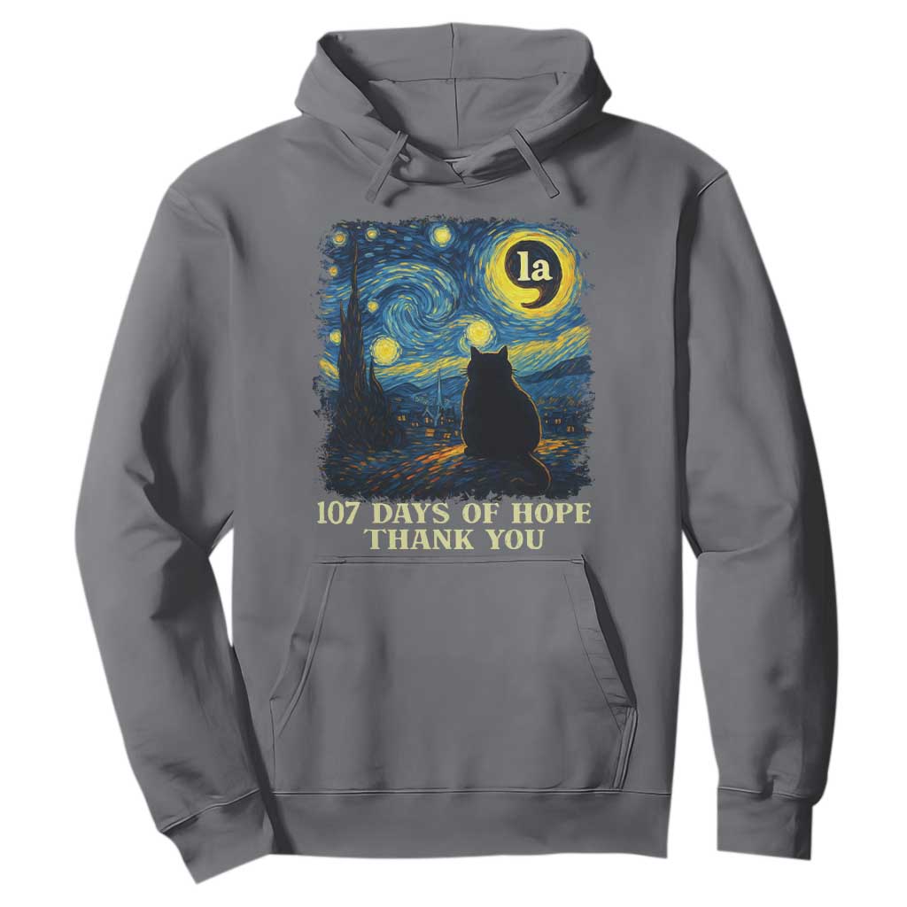 107 Days of Hope Thank You Kamala Hoodie Cat Starry Night Van Gogh Comma La Harris TS10 Charcoal Print Your Wear