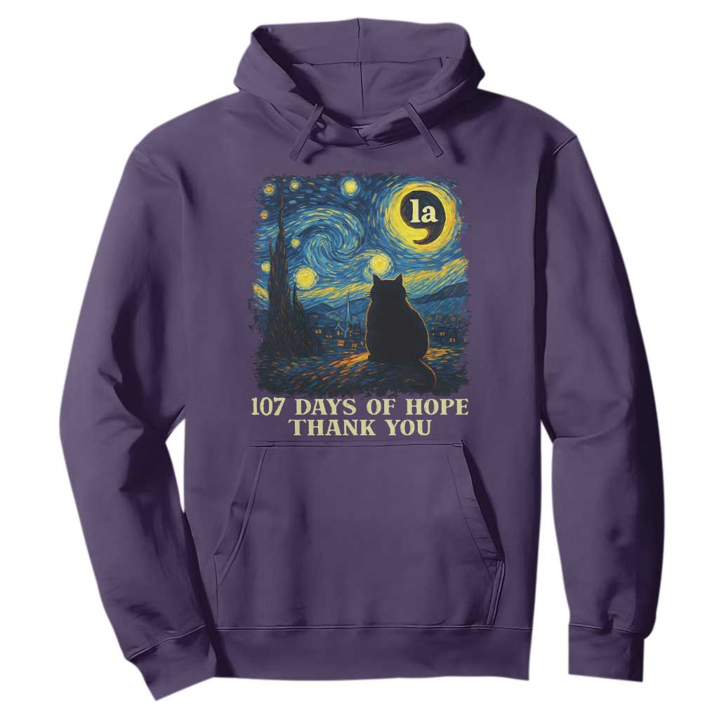 107 Days of Hope Thank You Kamala Hoodie Cat Starry Night Van Gogh Comma La Harris TS10 Purple Print Your Wear