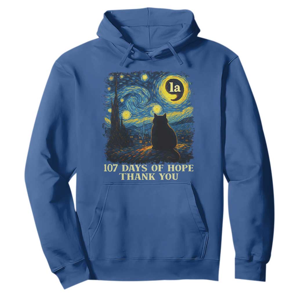 107 Days of Hope Thank You Kamala Hoodie Cat Starry Night Van Gogh Comma La Harris TS10 Royal Blue Print Your Wear