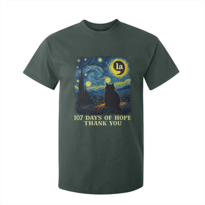 107 Days of Hope Thank You Kamala T Shirt For Kid Cat Starry Night Van Gogh Comma La Harris TS10 Dark Forest Green Print Your Wear
