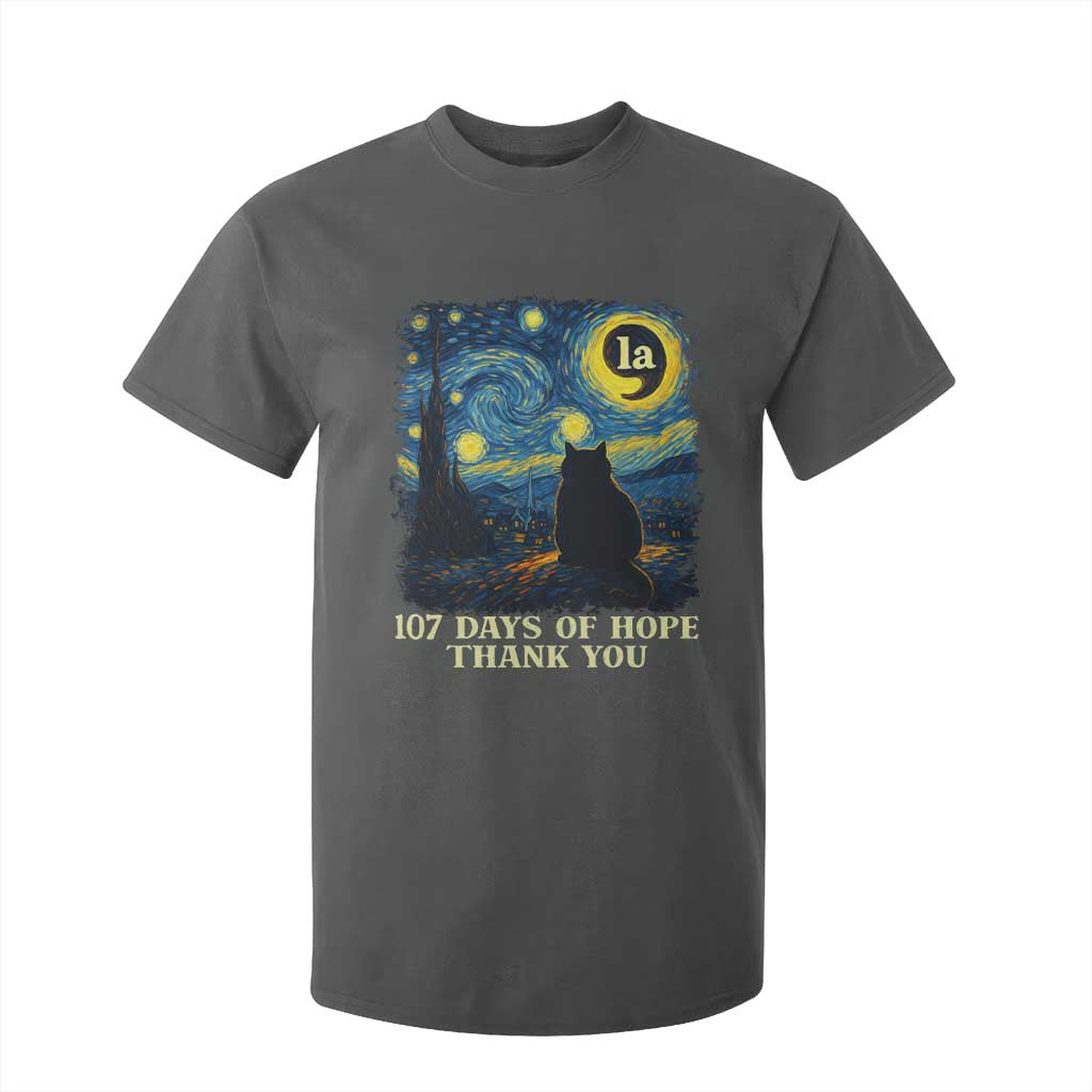 107 Days of Hope Thank You Kamala T Shirt For Kid Cat Starry Night Van Gogh Comma La Harris TS10 Dark Heather Print Your Wear