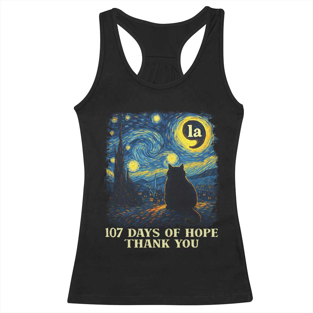 107 Days of Hope Thank You Kamala Racerback Tank Top Cat Starry Night Van Gogh Comma La Harris TS10 Black Print Your Wear