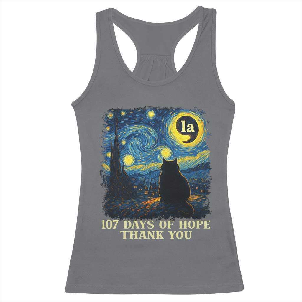 107 Days of Hope Thank You Kamala Racerback Tank Top Cat Starry Night Van Gogh Comma La Harris TS10 Charcoal Print Your Wear
