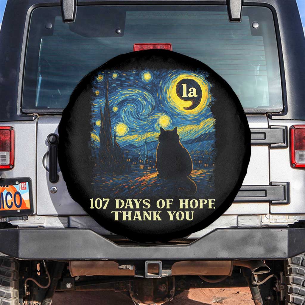 107 Days of Hope Thank You Kamala Spare Tire Cover Cat Starry Night Van Gogh Comma La Harris TS10 No hole Black Print Your Wear