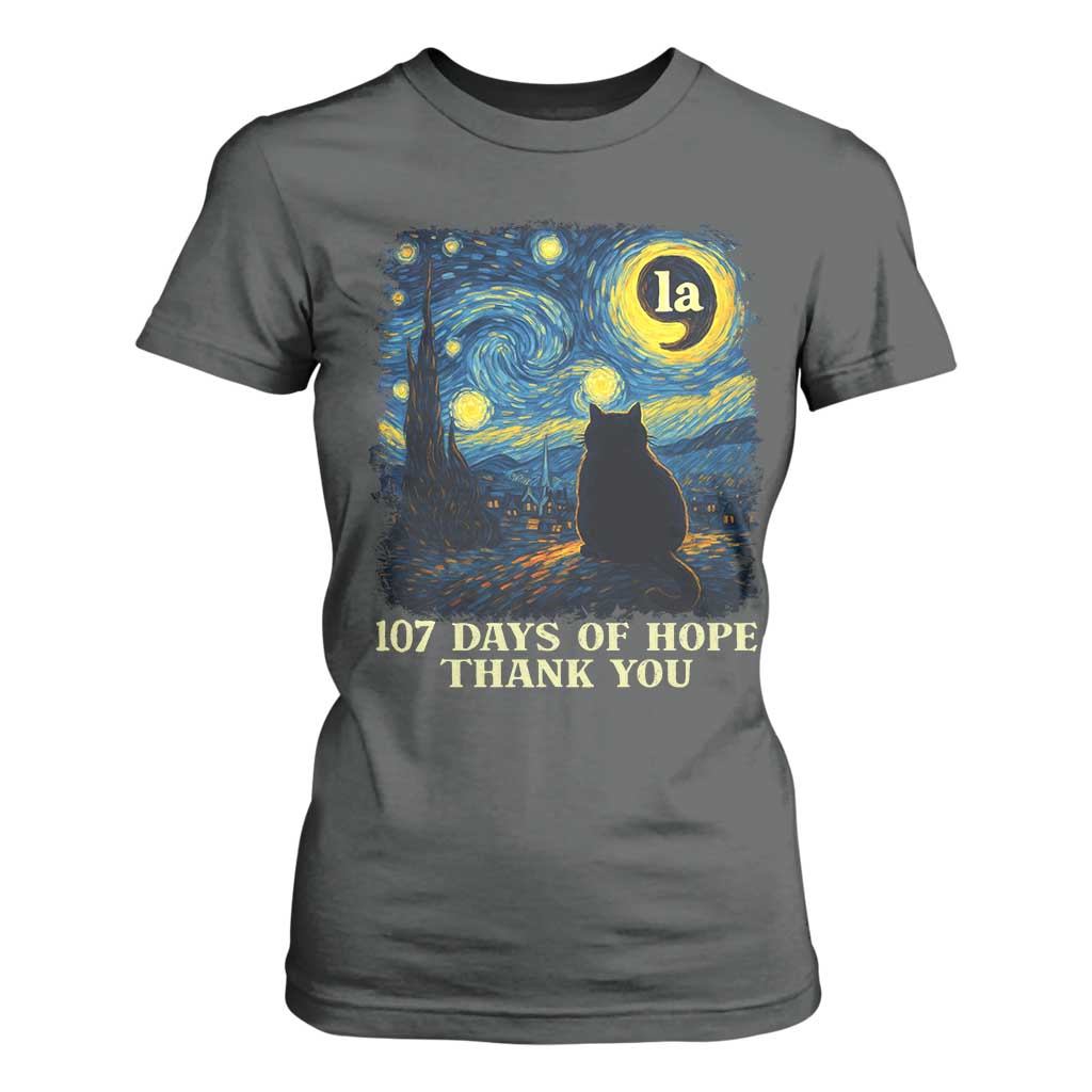 107 Days of Hope Thank You Kamala T Shirt For Women Cat Starry Night Van Gogh Comma La Harris TS10 Dark Heather Print Your Wear