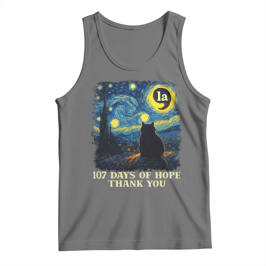 107 Days of Hope Thank You Kamala Tank Top Cat Starry Night Van Gogh Comma La Harris TS10 Black Heather Print Your Wear