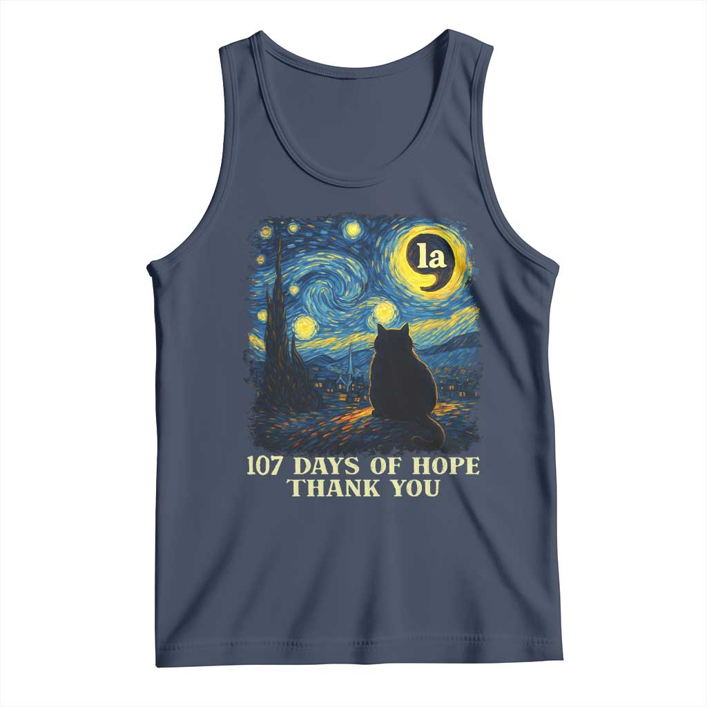 107 Days of Hope Thank You Kamala Tank Top Cat Starry Night Van Gogh Comma La Harris TS10 Navy Print Your Wear