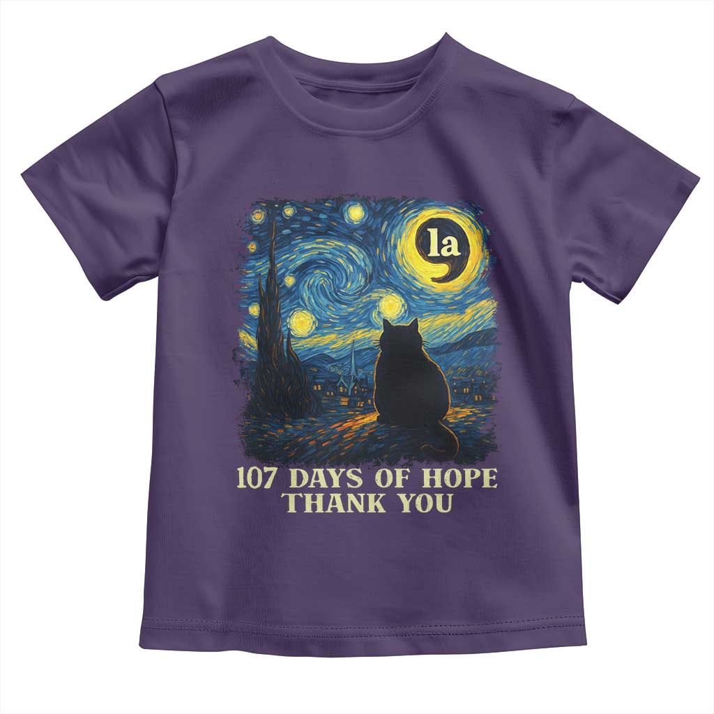 107 Days of Hope Thank You Kamala Toddler T Shirt Cat Starry Night Van Gogh Comma La Harris TS10 Purple Print Your Wear