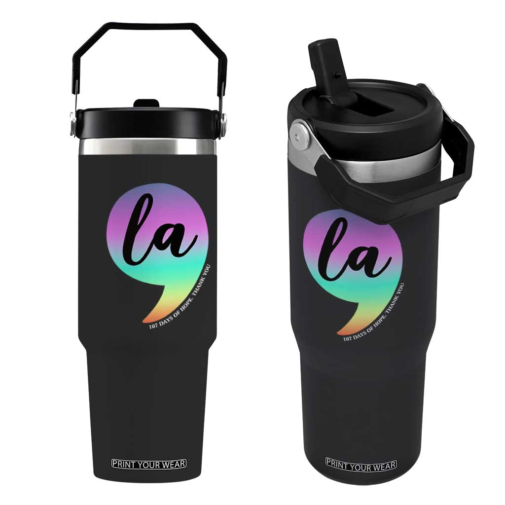 107 Days of Hope Thank You Kamala Flip Straw Tumbler Comma La Kamala Harris TS10 One Size: 30 oz Black Print Your Wear