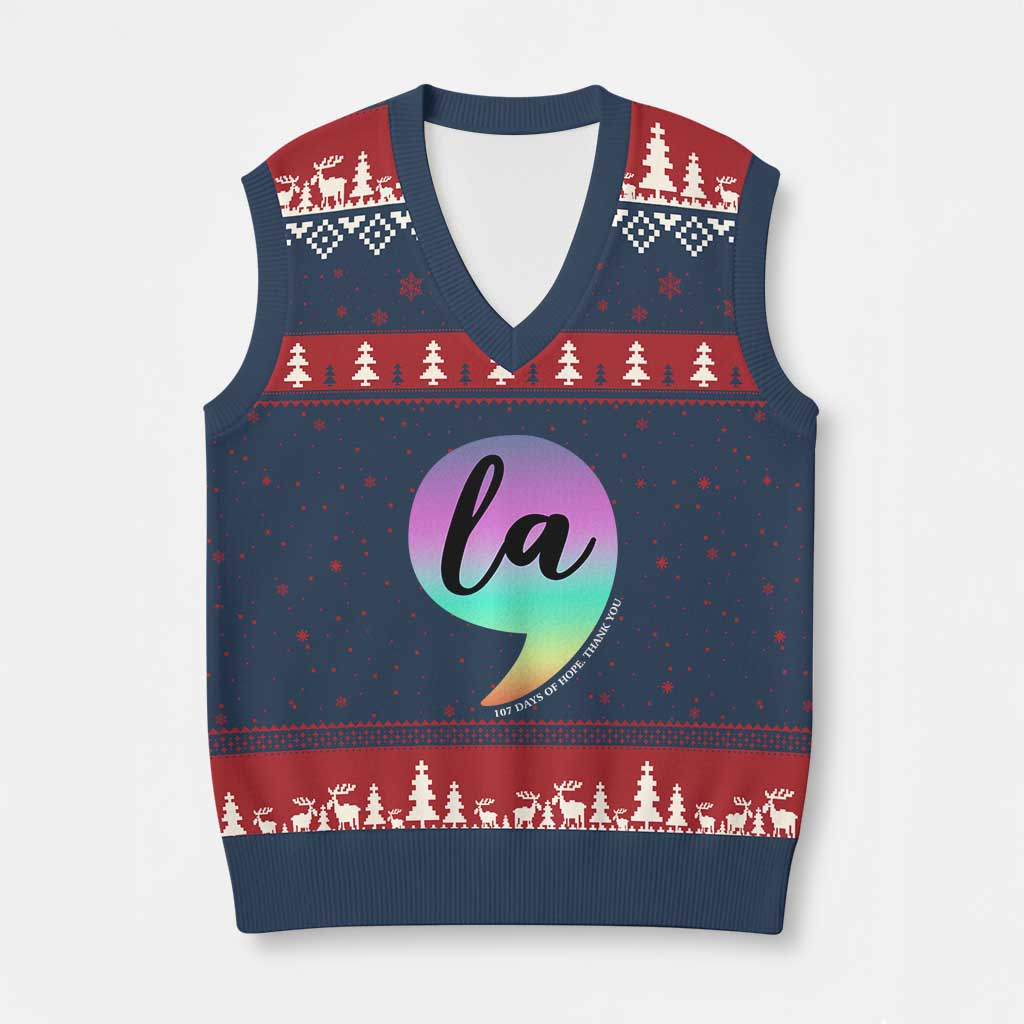107 Days of Hope Thank You Kamala V-Neck Knit Sweater Vest Comma La Kamala Harris TS10 Navy Red Print Your Wear