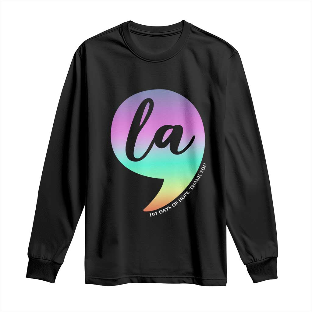 107 Days of Hope Thank You Kamala Long Sleeve Shirt Comma La Kamala Harris TS10 Black Print Your Wear
