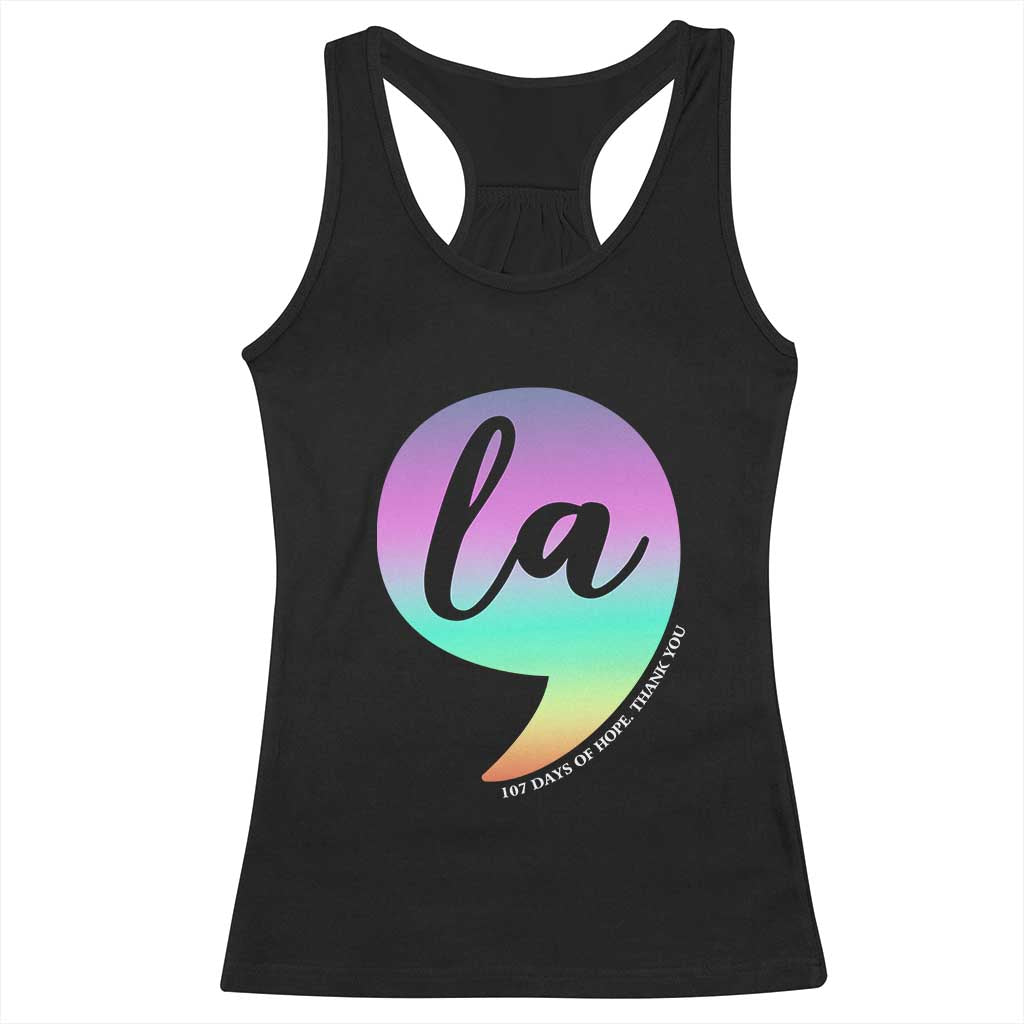 107 Days of Hope Thank You Kamala Racerback Tank Top Comma La Kamala Harris TS10 Black Print Your Wear