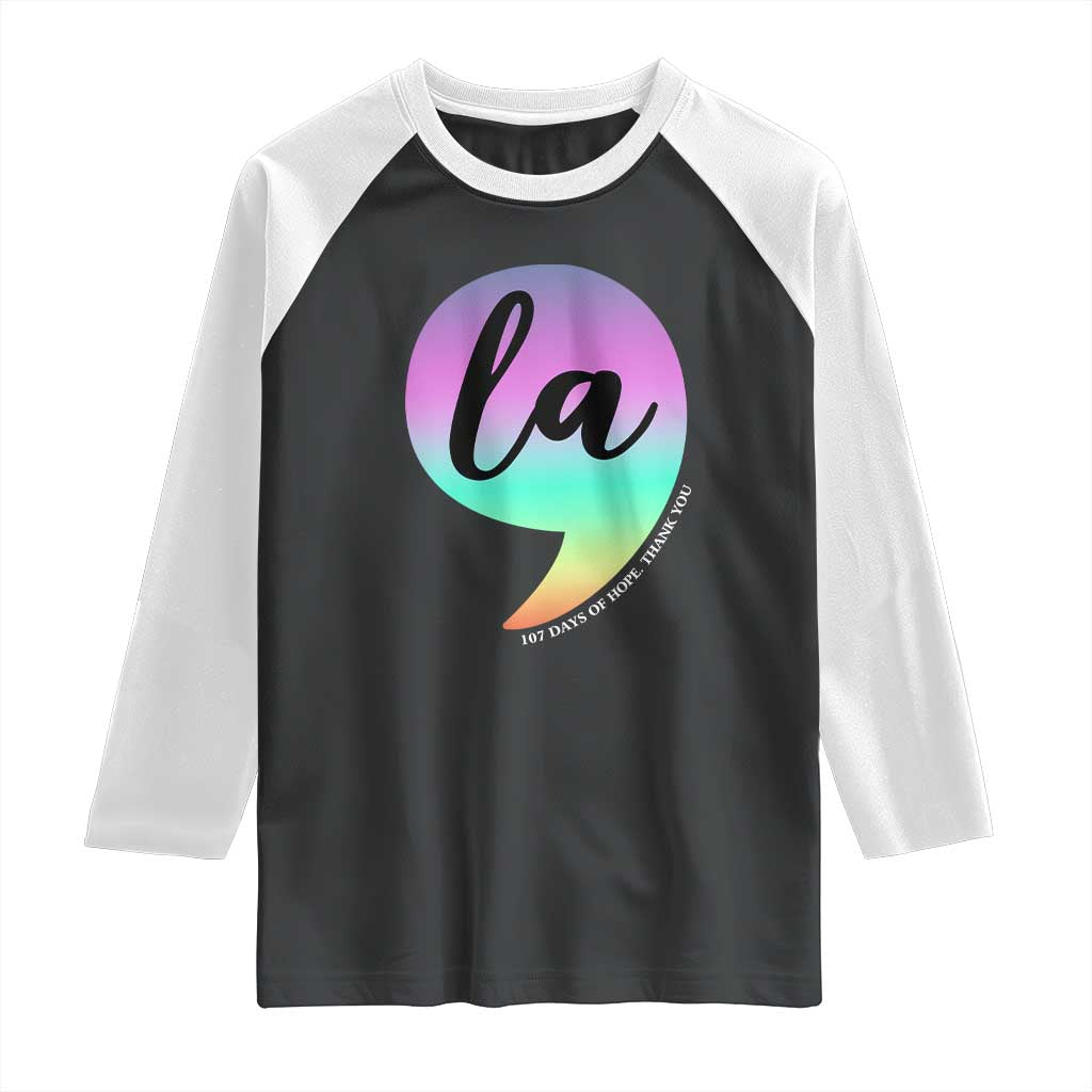 107 Days of Hope Thank You Kamala Raglan Shirt Comma La Kamala Harris TS10 Black White Print Your Wear
