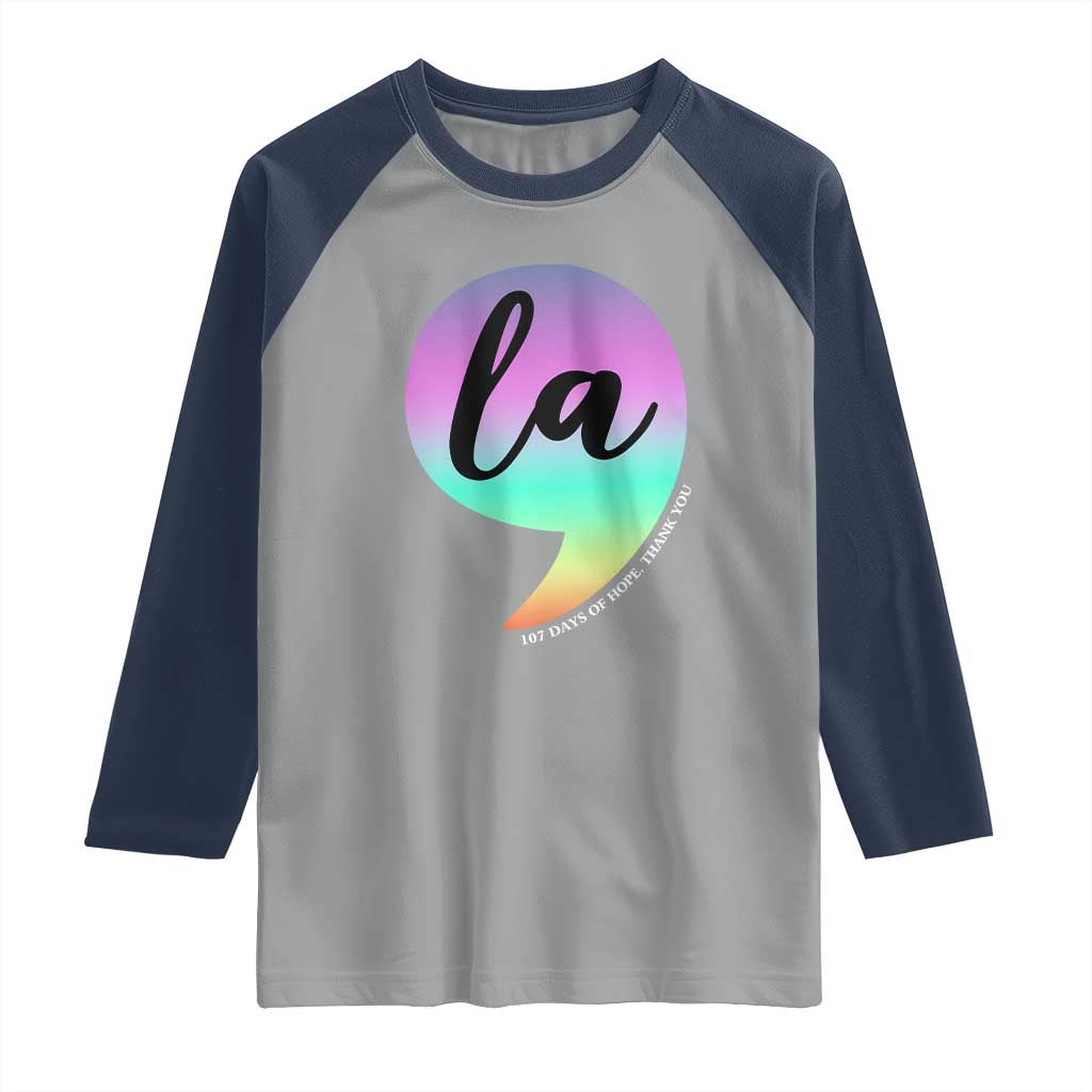 107 Days of Hope Thank You Kamala Raglan Shirt Comma La Kamala Harris TS10 Sport Gray Navy Print Your Wear
