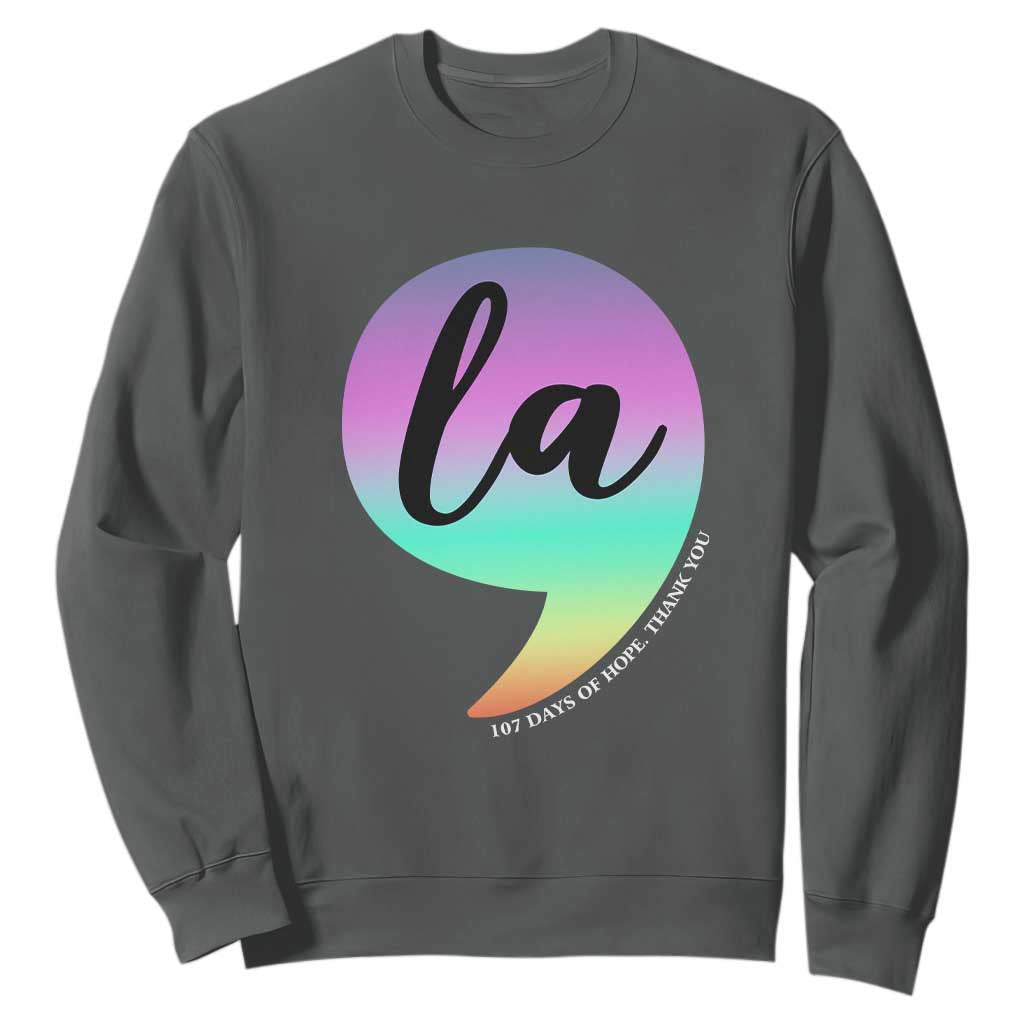 107 Days of Hope Thank You Kamala Sweatshirt Comma La Kamala Harris TS10 Dark Heather Print Your Wear