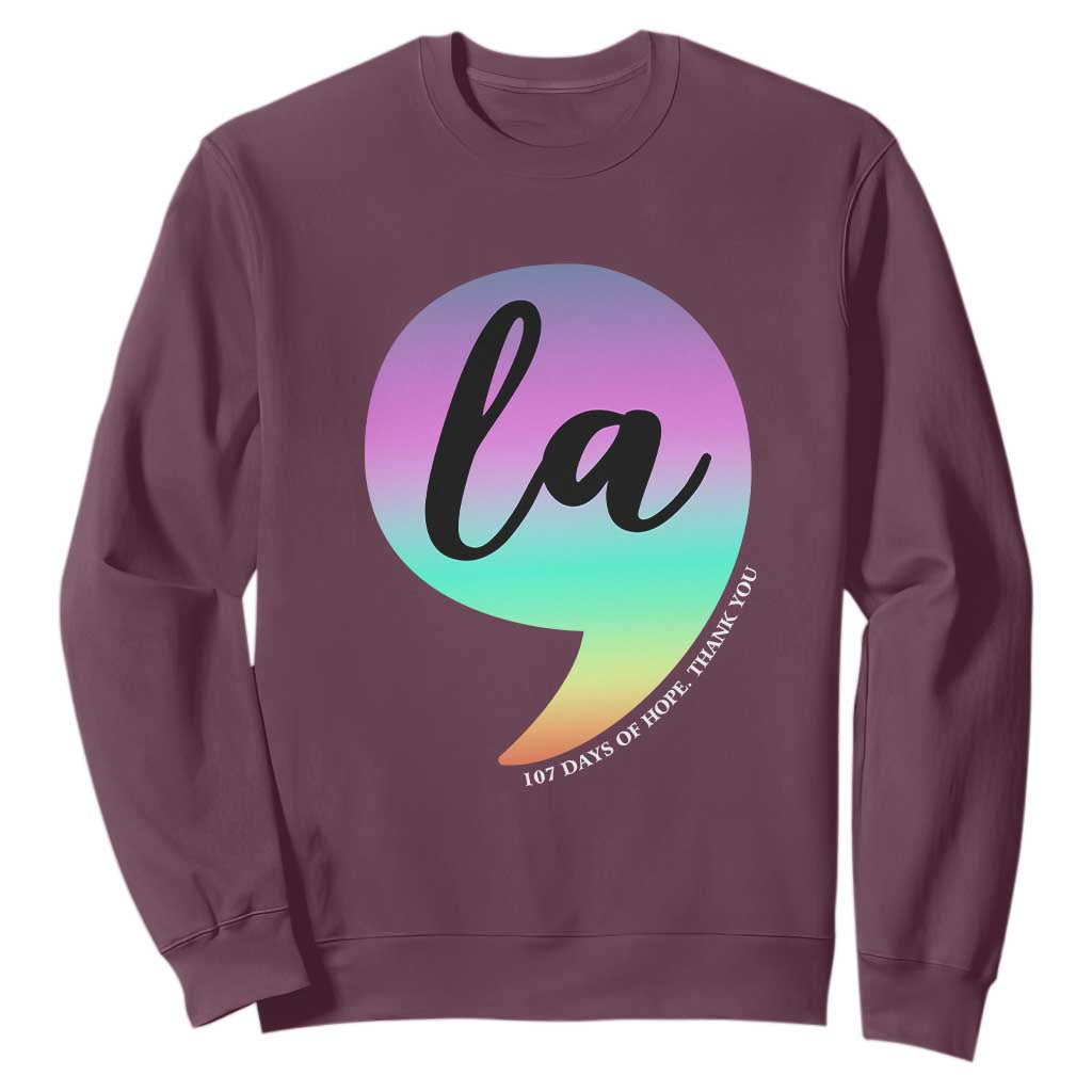 107 Days of Hope Thank You Kamala Sweatshirt Comma La Kamala Harris TS10 Maroon Print Your Wear