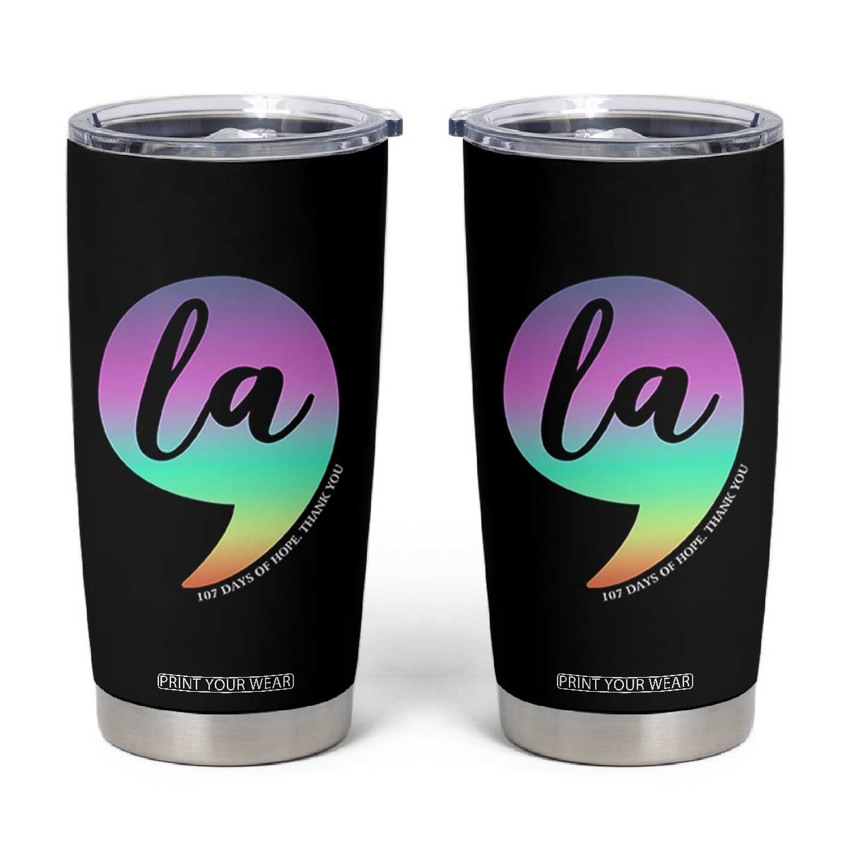 107 Days of Hope Thank You Kamala Tumbler Cup Comma La Kamala Harris TS10 Black Print Your Wear