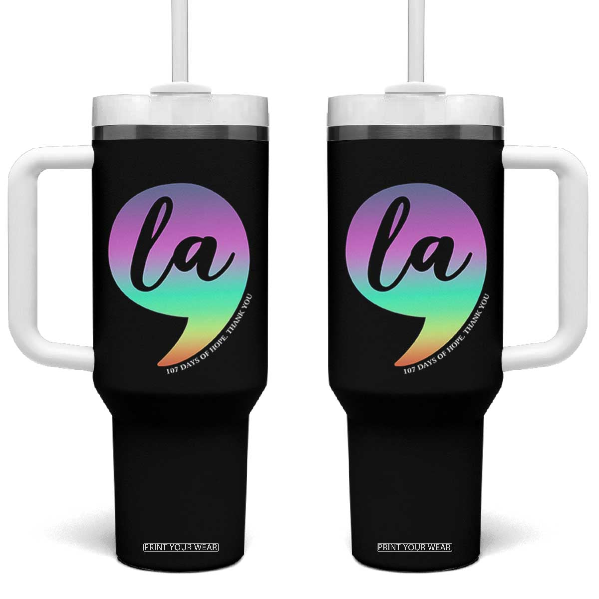 107 Days of Hope Thank You Kamala Tumbler With Handle Comma La Kamala Harris TS10 One Size: 40 oz Black Print Your Wear