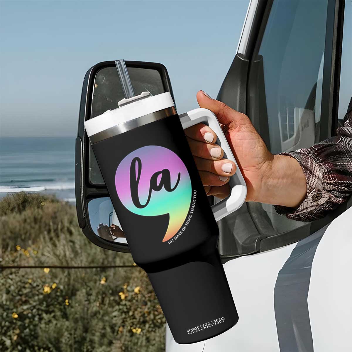 107 Days of Hope Thank You Kamala Tumbler With Handle Comma La Kamala Harris TS10 Print Your Wear