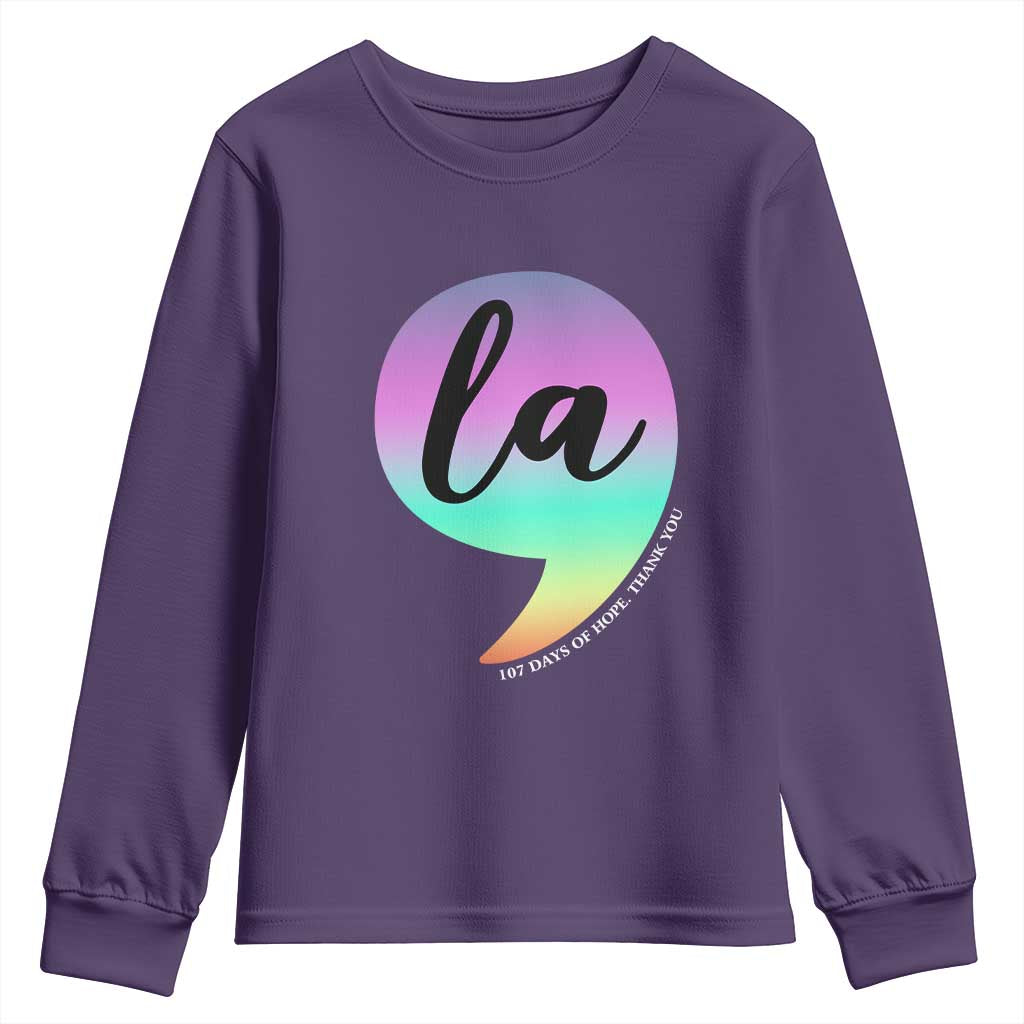 107 Days of Hope Thank You Kamala Youth Sweatshirt Comma La Kamala Harris TS10 Purple Print Your Wear