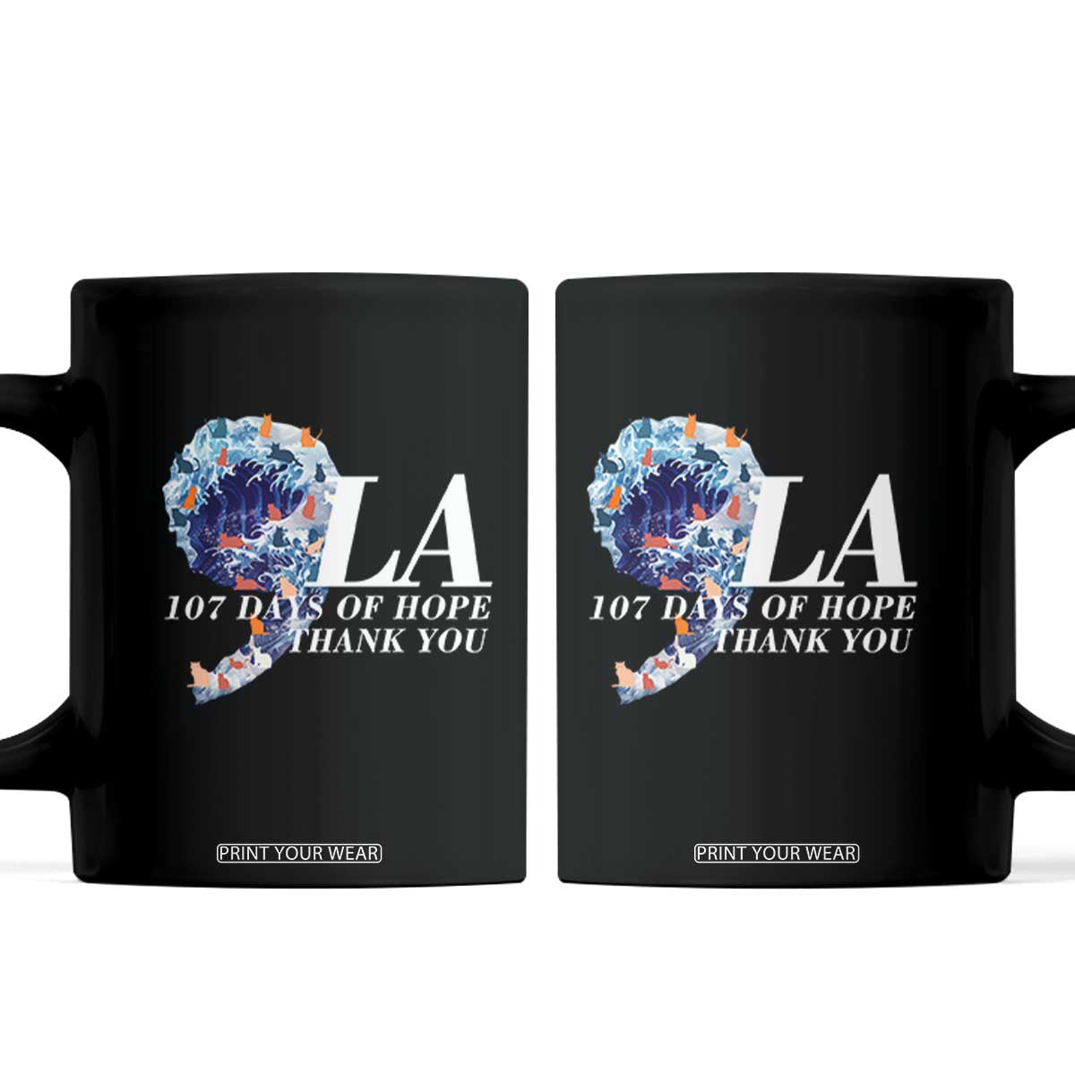 107 Days of Hope Thank You Kamala Coffee Mug The Great Wave Kanagawa Japanese Cat TS10 Black Print Your Wear