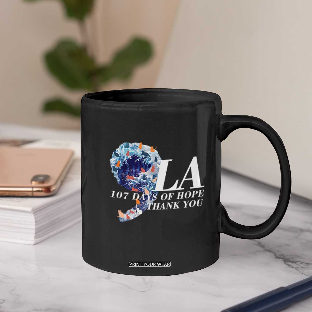107 Days of Hope Thank You Kamala Coffee Mug The Great Wave Kanagawa Japanese Cat TS10 Print Your Wear
