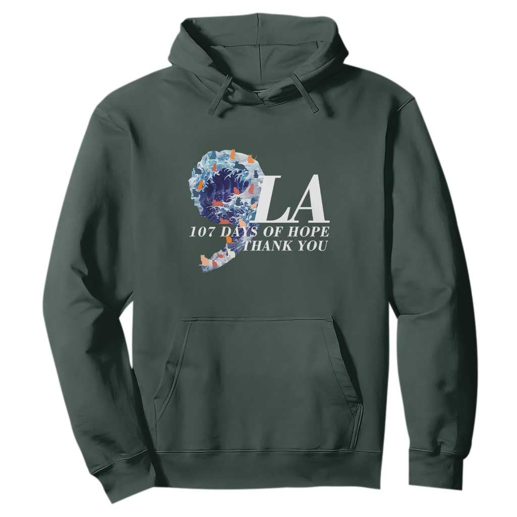 107 Days of Hope Thank You Kamala Hoodie The Great Wave Kanagawa Japanese Cat TS10 Dark Forest Green Print Your Wear