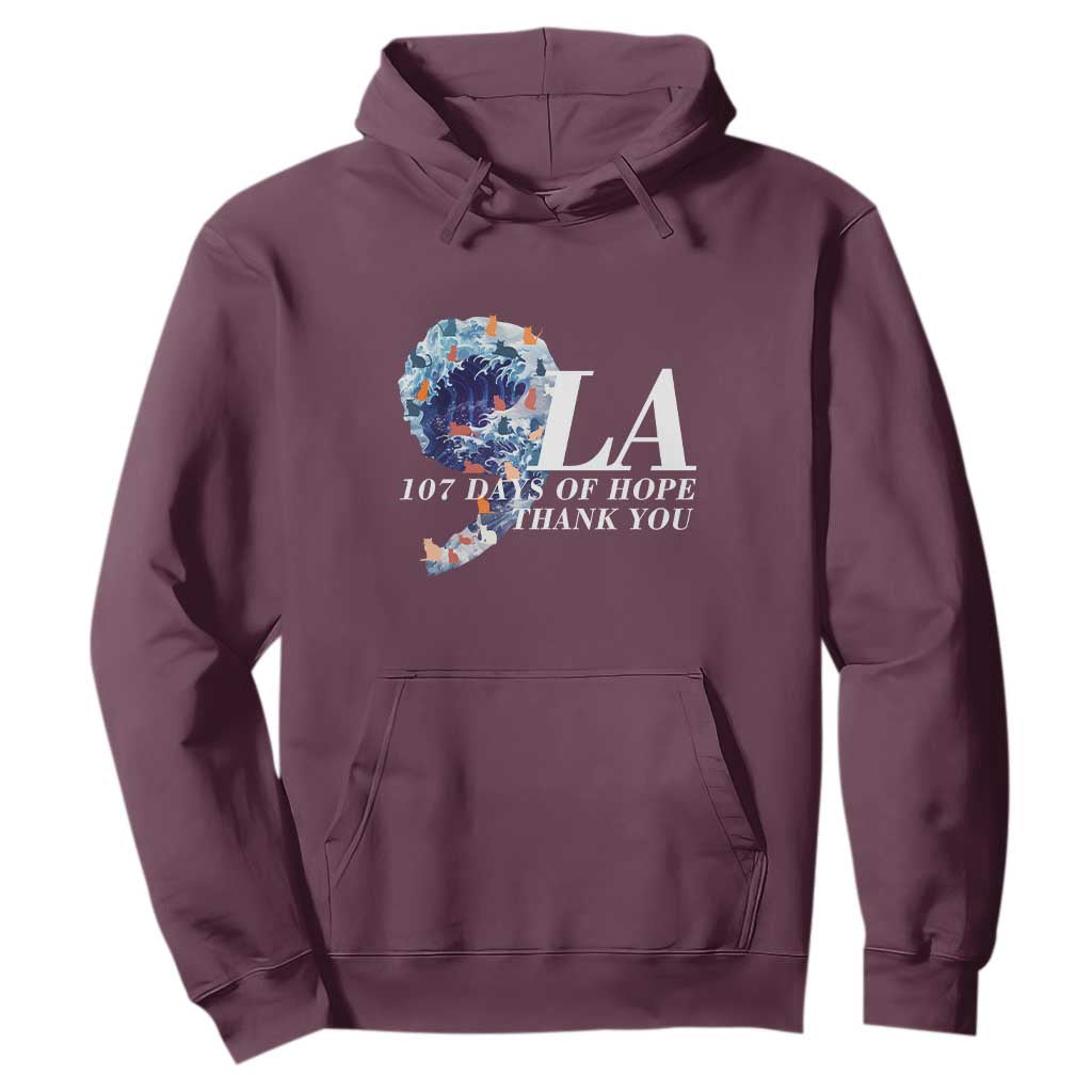 107 Days of Hope Thank You Kamala Hoodie The Great Wave Kanagawa Japanese Cat TS10 Maroon Print Your Wear