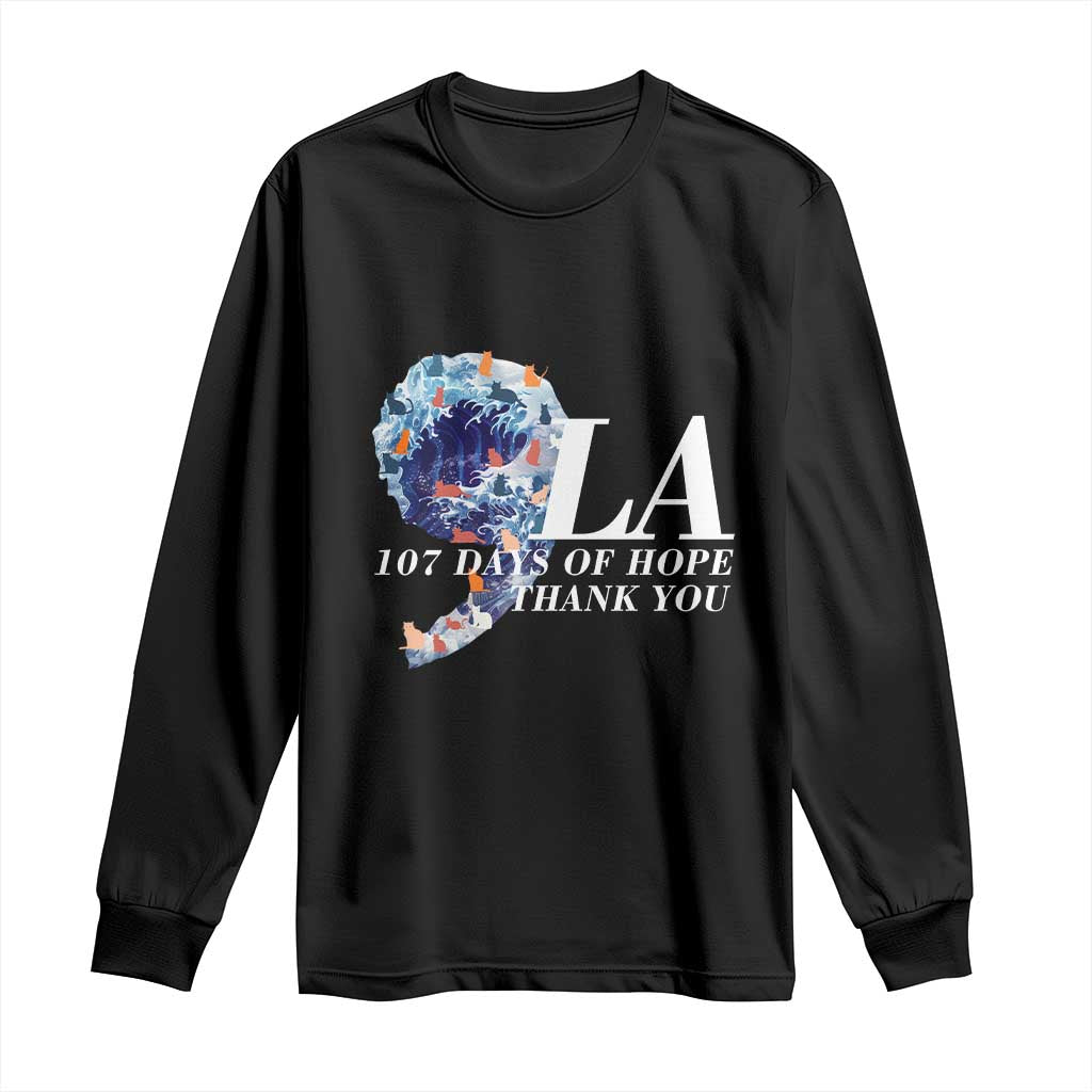 107 Days of Hope Thank You Kamala Long Sleeve Shirt The Great Wave Kanagawa Japanese Cat TS10 Black Print Your Wear