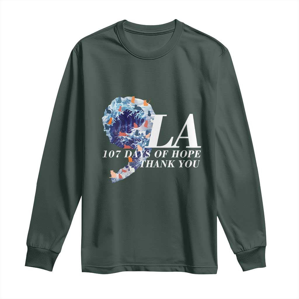 107 Days of Hope Thank You Kamala Long Sleeve Shirt The Great Wave Kanagawa Japanese Cat TS10 Dark Forest Green Print Your Wear