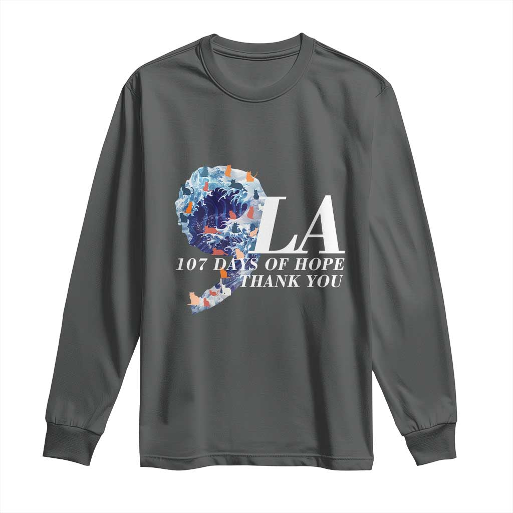 107 Days of Hope Thank You Kamala Long Sleeve Shirt The Great Wave Kanagawa Japanese Cat TS10 Dark Heather Print Your Wear